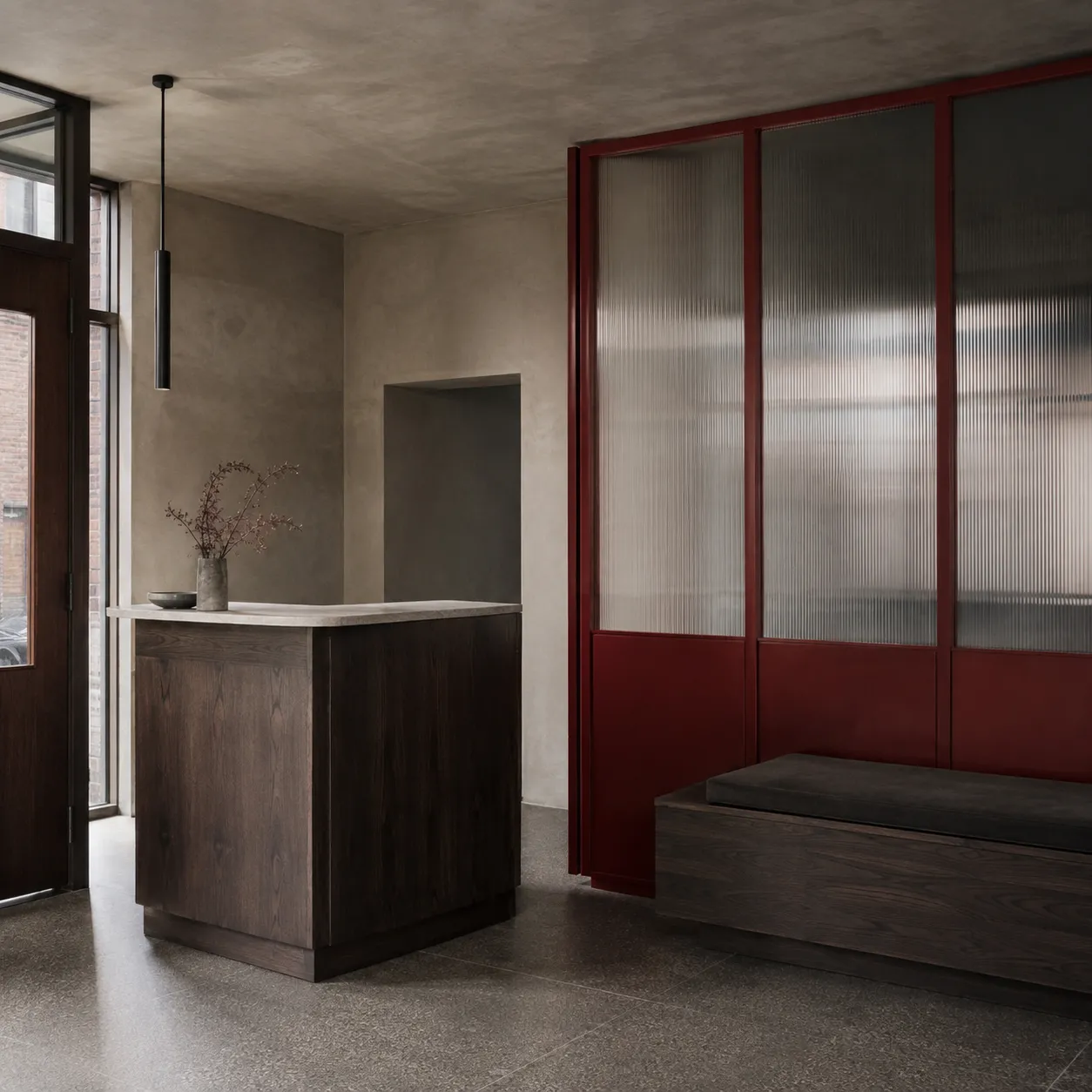 Installed-space view showing materials similar to Smoked Oak Deep