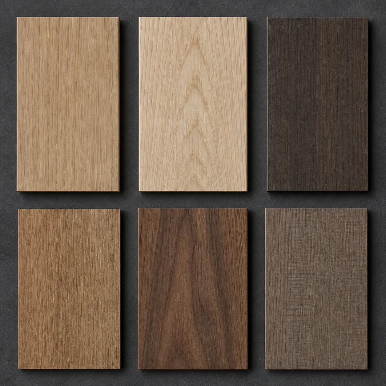 Deep brown smoked oak veneer with straight grain